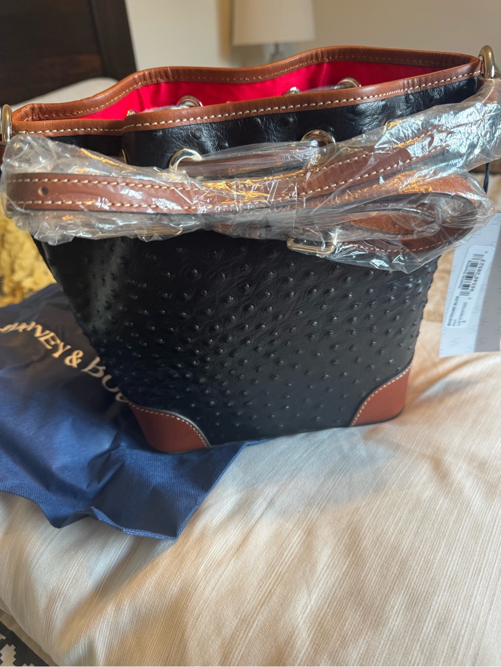 NWT Dooney and Burke, bucket bag, black and tan - Picture 2 of 6